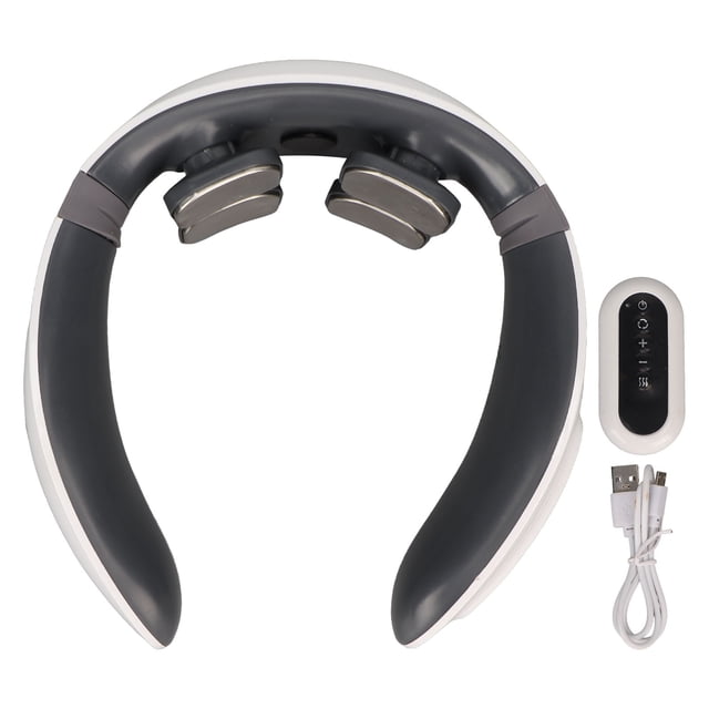 Masajeador eléctrico de pulso calentado para cuello, 4 cabezales, Control remoto inteligente, alivia la fatiga, vibración, masajeador Cervical