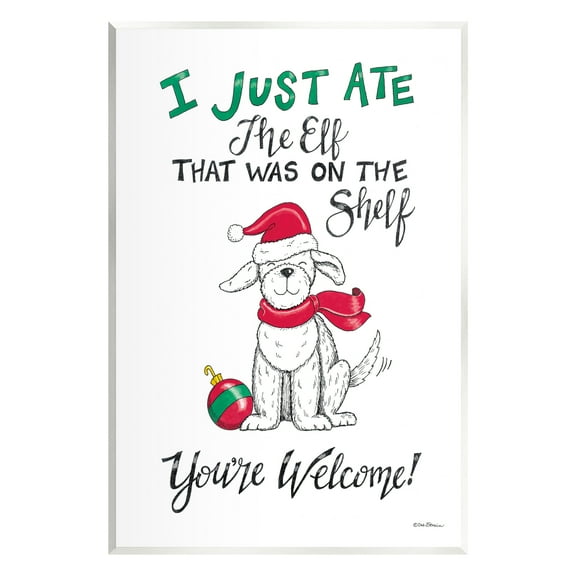 Stupell Industries Funny Christmas Dog Phrase Holiday Painting Unframed Art Print Wall Art, 10 x 15