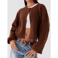 thumbnail image 2 of Wangsaura Cardigan en Tricot Épais à Manches Longues et Boutons pour Femmes, 2 of 4