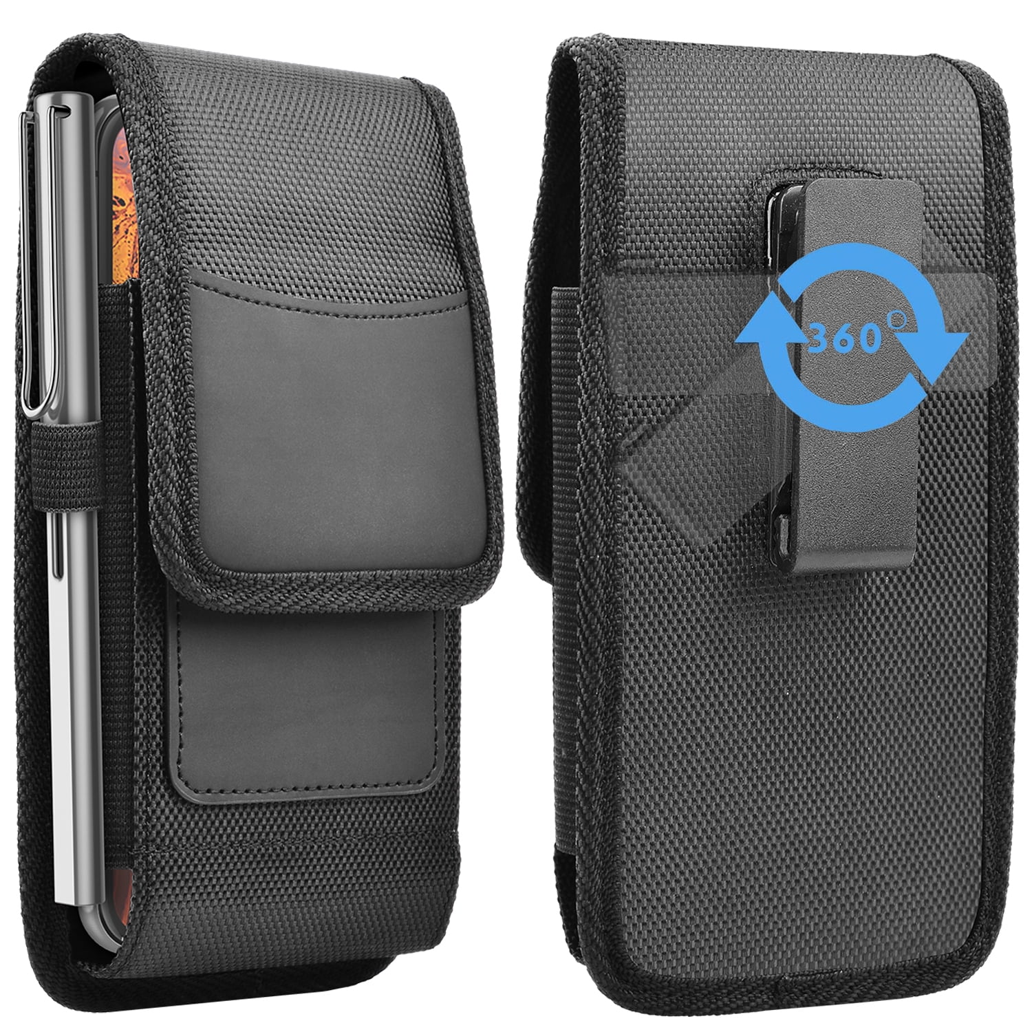 eBizWare Cell Phone Holster Nylon Belt Clip Holder Pouch Case for iphone 15 14 13 12 11 Pro Max 8 7 Plus Samsung Galaxy S24 Ultra S23 FE S22 S21 Plus S10 A15 A14 A55 A54 A03S