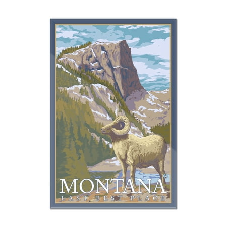 Montana, Last Best Place - Big Horn Sheep - Lantern Press Original Poster (8x12 Acrylic Wall Art Gallery