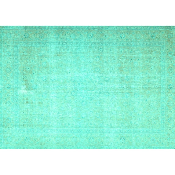 Ahgly Company Machine Washable Indoor Rectangle Persian Turquoise Blue Traditional Area Rugs, 5' x 7'