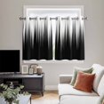 thumbnail image 4 of Black White Kitchen Curtains Window Panels, Modern Geometric Abstract Gradient Striped Insulated Window Treatment Curtain, Grommet Curtains for Bedroom/Living Room/Bathroom, 2 Piece 42"Wx54"L, 4 of 8