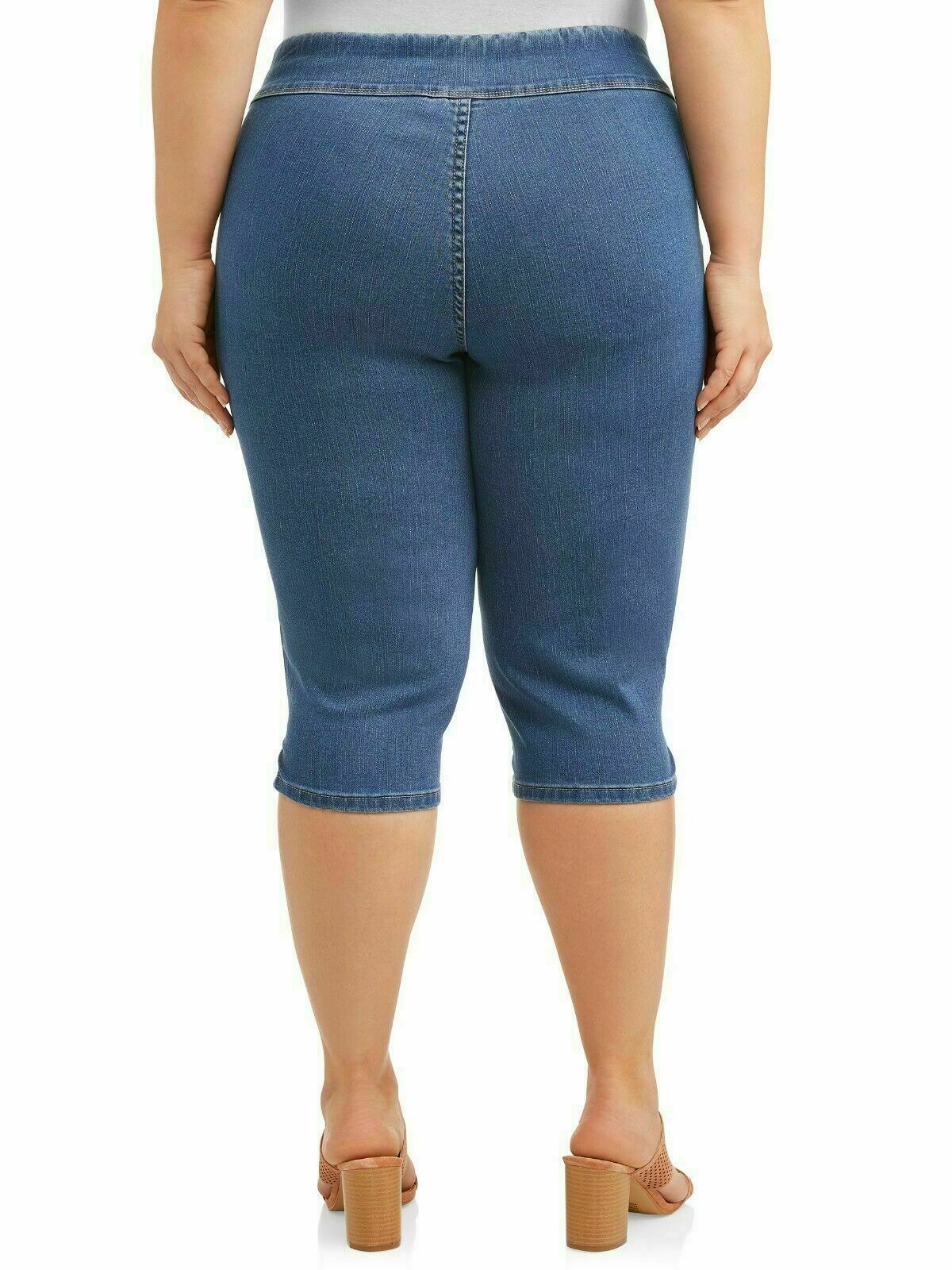 plus size denim capris elastic waist