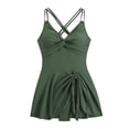 thumbnail image 4 of Fadeal Robe de Bain pour Femmes Maillot de Bain Tendance pour Femmes Col en V Profond Patchwork en Maille Monokini Confortable Respirant Maillots de Bain une Pièce pour Femmes Vert G, 4 of 4