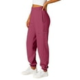 thumbnail image 2 of 2025 Wine Sweatpants Women with Zipper Pockets, Plus Size High Waist Cargo Joggers for Women XS-3XL, 2 of 8