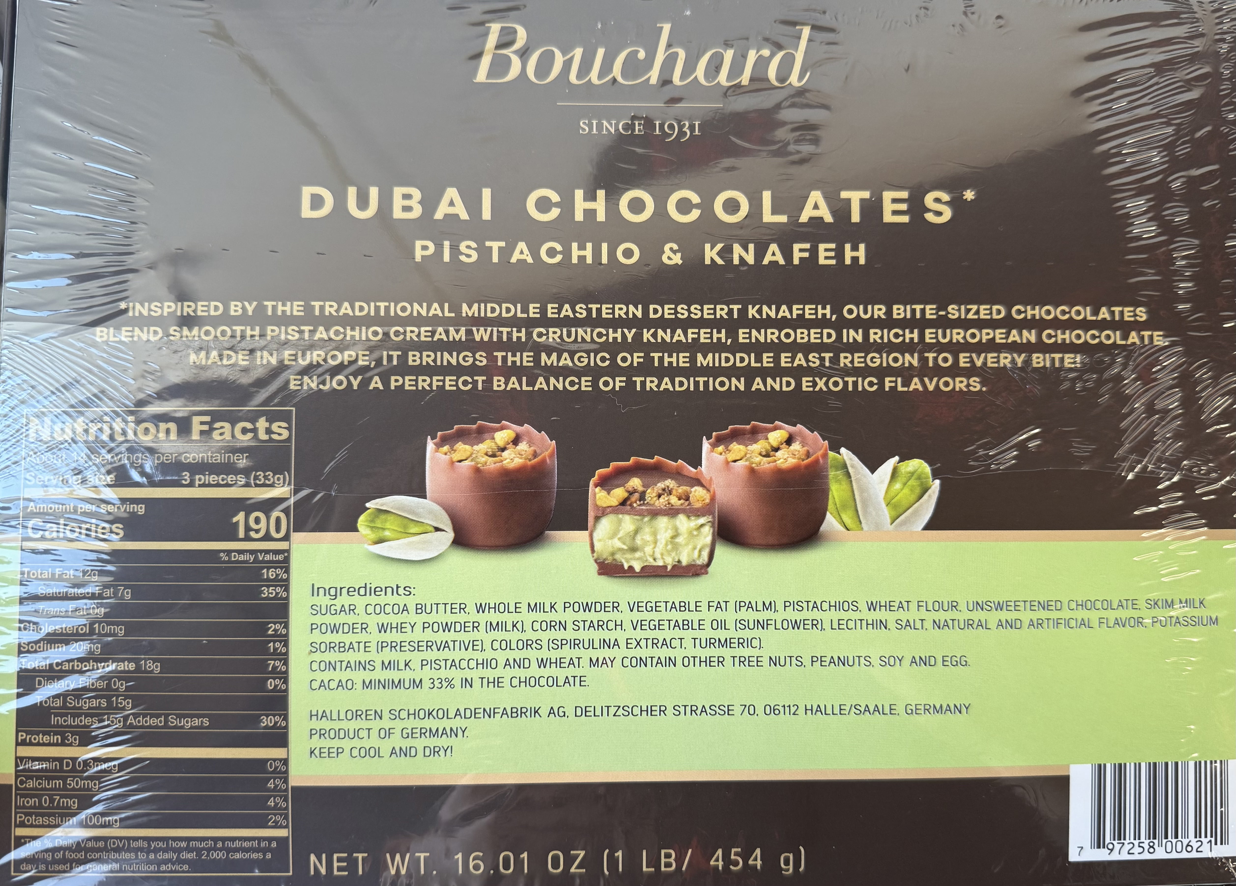 Bouchard Luxurious Dubai Chocolate With Pistachio & Knafeh, 41 Pieces (16.01 oz)