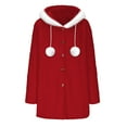 thumbnail image 6 of Maplenight Hooded Fleece Jacket for Women Button Down Thermal Winter Coat Casual Soft Fall Teddy Outerwear Fuzzy Coats, 6 of 8