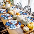 thumbnail image 3 of Fall Round Placemats Set of 4 Blue Pumpkin Place Mats Thanksgiving Woven Placemat Autumn Maple Leaves Circle Braided Table Mat for Kitchen Dining Table Autumn Party Home Decor 15 Inch, 3 of 9