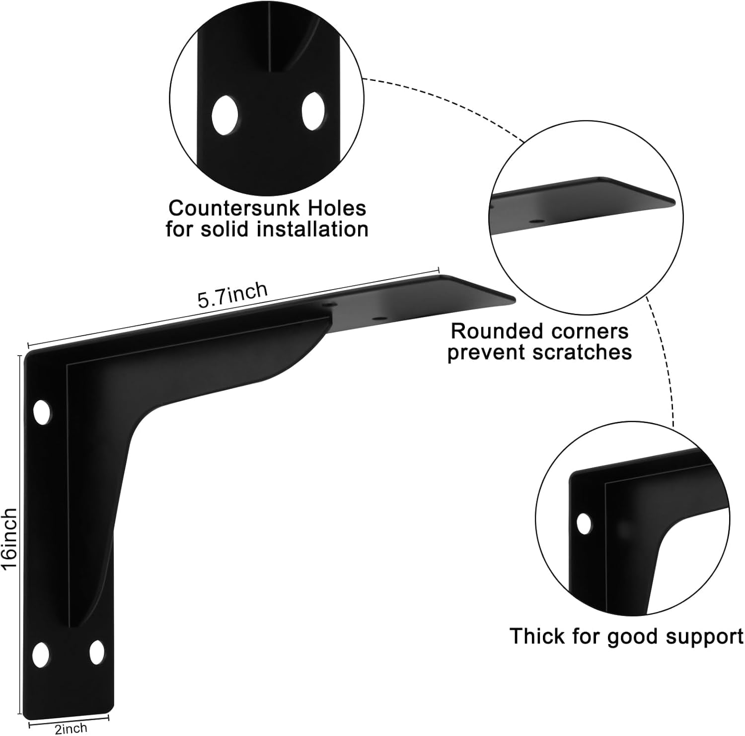 Banral Heavy Duty Shelving Brackets for Floating Shelves,L Bracket Wall Mounted Support for DIY with Beam,300 lbs,Included Mounting Hardware