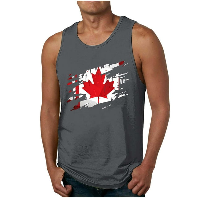 Hombres Hojas de Arce Impresión Gimnasio Hogar Usar Pijamas Color Algodón Color Sólido Cuello Redondo Camiseta