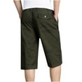 thumbnail image 2 of Men's Casual Twill Elastic Cargo Shorts Below Knee Loose Fit Multi-Pockets Capri Long Shorts Outdoor 3/4 Pants, 2 of 6