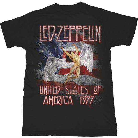 Led Zeppelin Men's America 1977 US Tour T-Shirt Black S