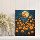 thumbnail image 2 of Qisvanset 12x16 Inch 2D Flat Framed Canvas Art, Moonlit Golden Marigold Rustic Botanical Night Home Wall Decor, 2 of 5