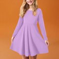 thumbnail image 2 of Xudanell Girls Long Sleeve Dress Kids Solid Color T Shirt Dress a Line Slim Fit Everyday Clothes 3-18 Years, 2 of 8