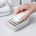 thumbnail image 4 of Porta Jabón de Acero Inoxidable y Cerámica, Doble Capa con Bandeja de Drenaje - ¡Dile Adiós al Jabón Blando y Húmedo! Fácil de Limpiar para Baño y Cocina (Jabonera Blanco) Soap Dish, 4 of 4