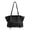 black, variant on Vintage PU Tote Bag for Women, Double Buckle & Metal Ring Detail, Zipper Closure & Reinforced Base, Large Capacity Shoulder Handheld Commuter Bag (14.2" x 9.8" x 5.1", 0.68 lb)