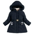 thumbnail image 4 of Krdevn Girls Long Coat Winter Warm Thickened Downlike Jacket with Hood Windproof Outerwear for Toddler Kids,11-12 Years, 4 of 7