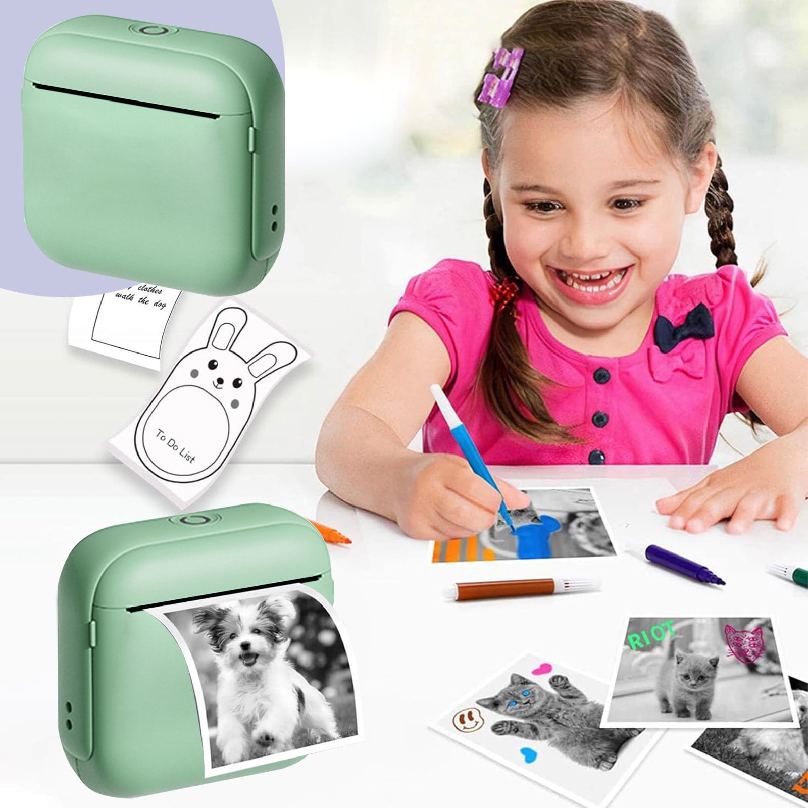 Cagogo Thermal Label Printer, Bluetooth Barcode Printer Portable Wireless, Inkless Adhesive Label Maker for Home Office Shipping, Teen Photo Mini Printer