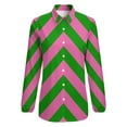 thumbnail image 4 of Pink Green Zig Zag Pattern Long Sleeve Blouse Woman Streetwear Casual Shirts Summer Oversize Woman Streetwear Clothing Birthday Present, 4 of 7