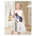 thumbnail image 2 of Sunny Fashion Girls Sleeveless Dress Ink Lotus Print A-Line Casual Summer Elegant Dresses 12 Years, 2 of 6