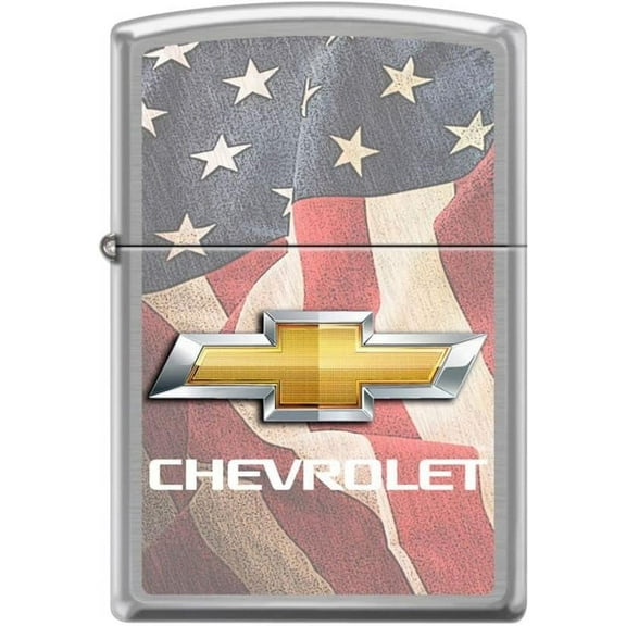 Zippo Lighter- Chevy Chevrolet American Flags USA Brushed Chrome Lighter #Z5028