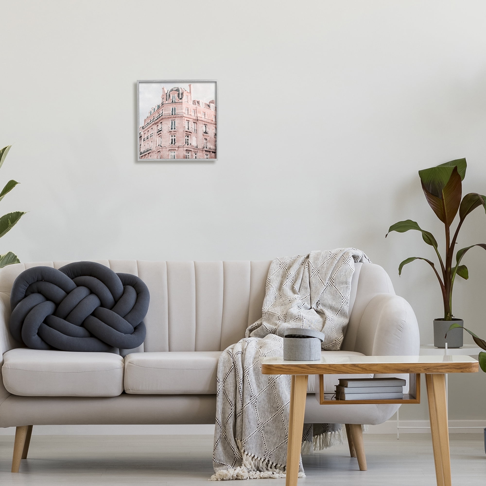 Stupell Industries Pastel City Building Travel & Places Painting Gray Framed Art Print Wall Art, 12 x 12