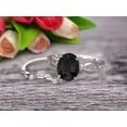 thumbnail image 2 of 2.25 Carat Oval Cut Black Diamond Moissanite Bridal Ring Set With Curved Loop Stacking Matching Wedding Band On 10k White Gold, 2 of 5