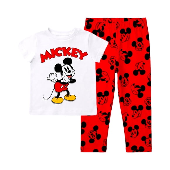Pijama Mickey Mouse Bebo Playera Manga Corta y Pantalón Chiffon Multicolor Talla 3