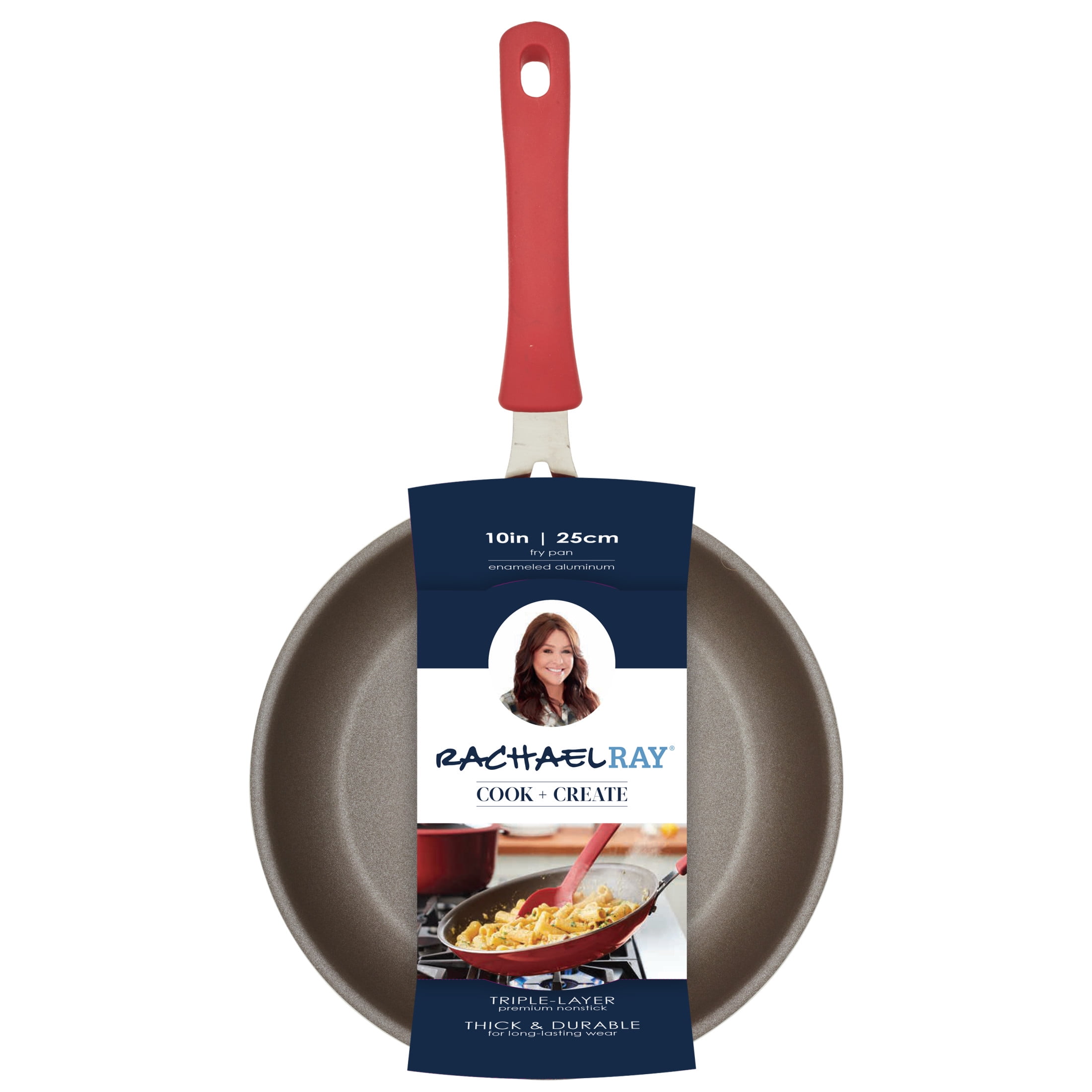 Rachael Ray Cook + Create Aluminum Nonstick Frying Pan, 10 inch, Red