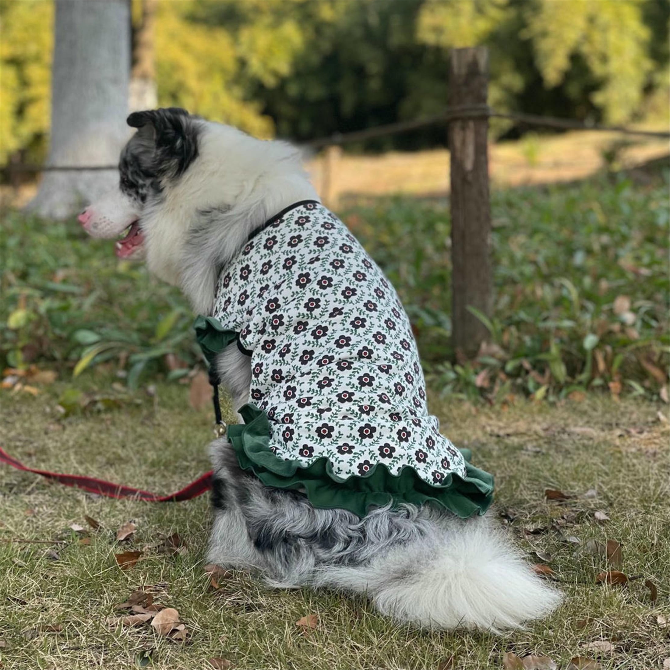 HQREA Floral Dog Dresses for Large Dogs Girl Elastic Spring Autumn Female Clothes Cute Birthday Party Princess Cake Tutu Skirt