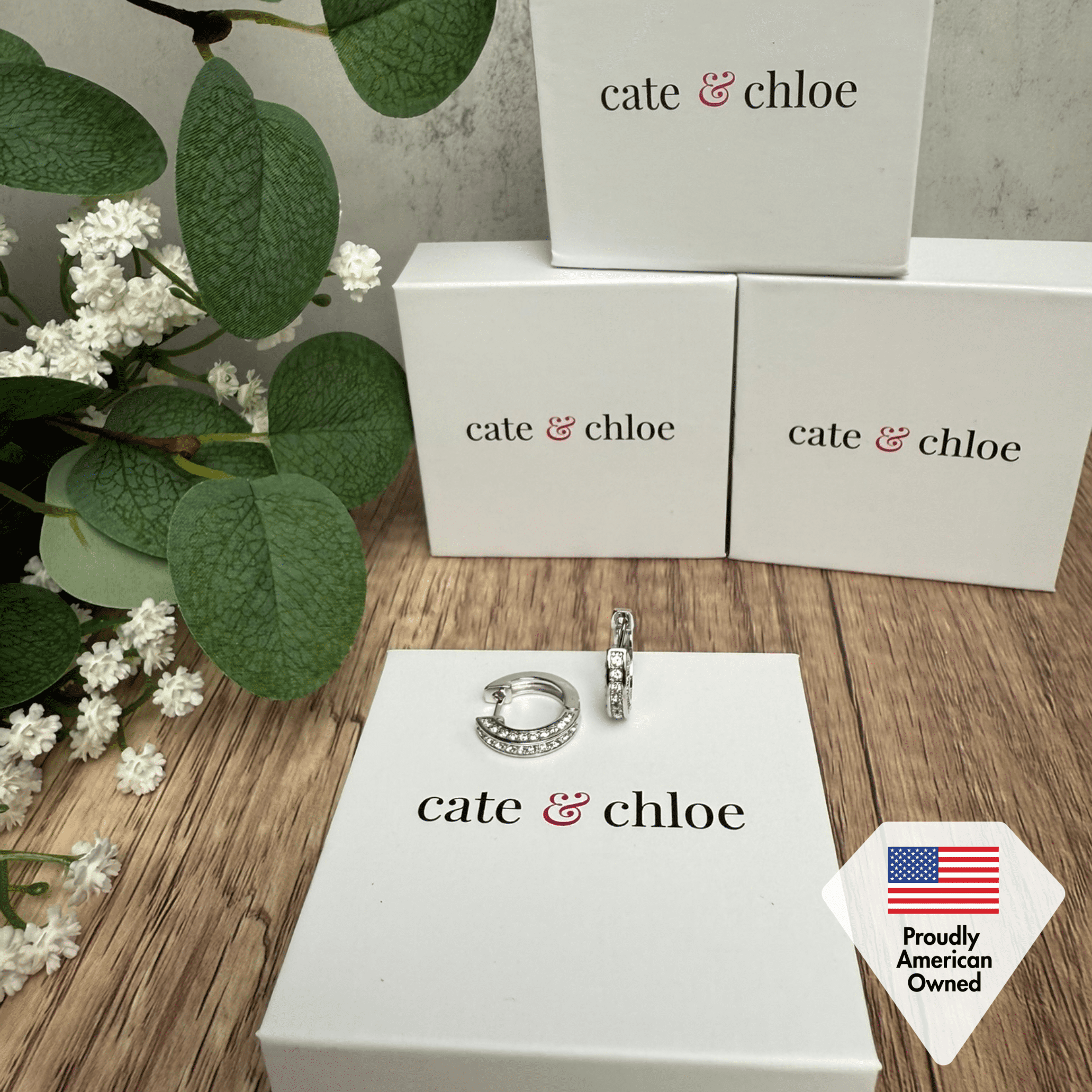 Cate & Chloe Viviana 18k White Gold Plated Silver Jewelry Set with Swarovski Crystals for Women