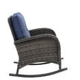 thumbnail image 6 of PARKWELL 3-Piece Wicker Rocking Chair with Side Table and Cushions - Outdoor Patio Bistro Set - Brown Wicker, Blue Cushions, 6 of 12