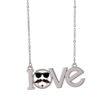 thumbnail image 1 of Geometric Square Stacked Face Love Necklace Pendant Charm Jewelry, 1 of 3