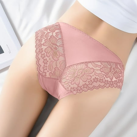 

DENGDENG Plus Size Floral See Through Low Waist Underwear for Women Sexy Lace Full Coverage Briefs