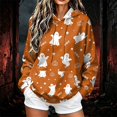 thumbnail image 3 of Dweltoz Halloween Hoodies for Women Ghost Pumpkin Star Print Pullover Hoodie Long Sleeve Loose Fit Sweatshirt with Pockets Casual Halloween Party Tops,Orange 2XL, 3 of 6