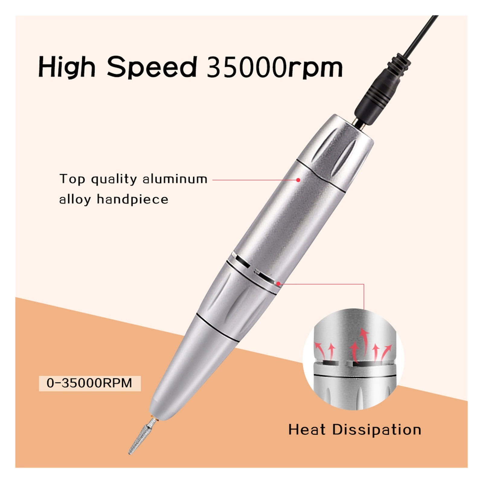 35000 RPM Nail Drill, Manicure Electric Nails Drill Machine With LED, Rechargeable Salon Gel Nail Polish Sander ,Professional Tool ,Low Noise
