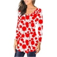 thumbnail image 3 of Camisas Para Mujer Camiseta Casual Impreso Manga Larga Cuello Redondo Fruncido Jersey Blusa Tops Odeerbi ODB128261, 3 of 6