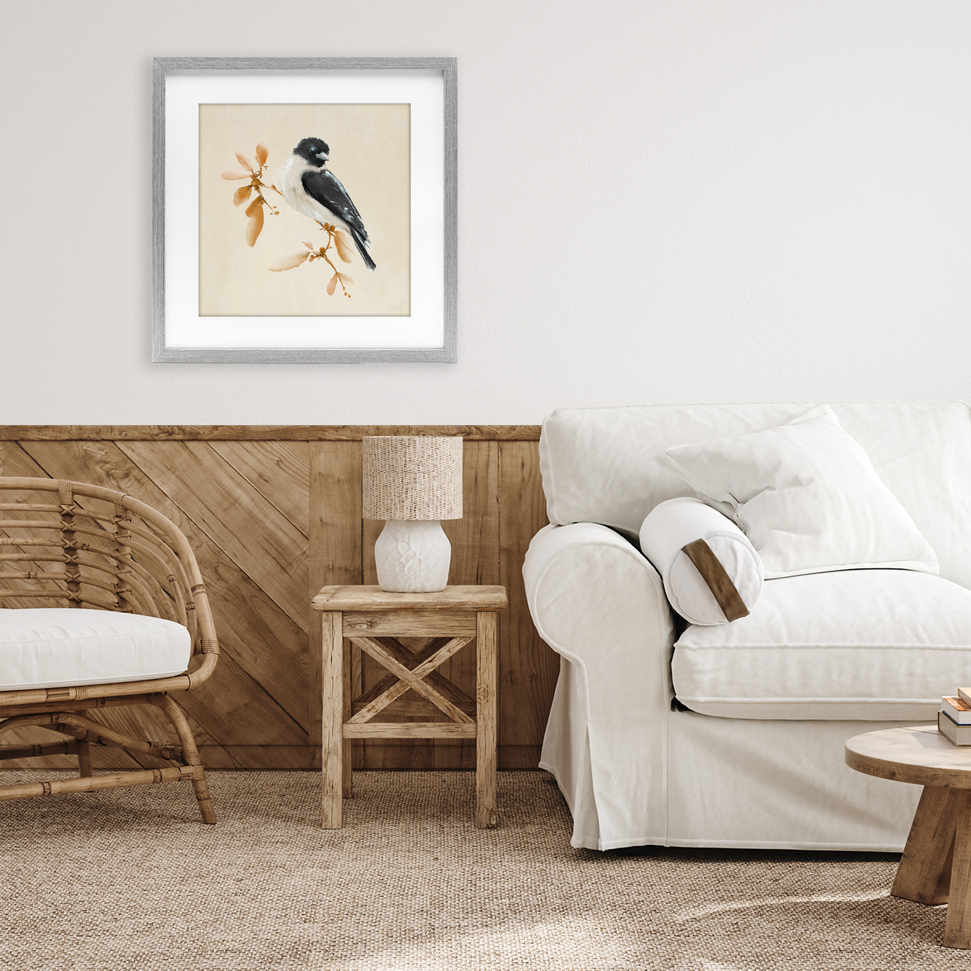 Stupell Industries Subtle Watercolor Chickadee Gray Framed Print Under Glass, design by Diannart