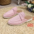 thumbnail image 5 of Ladies 2026 Summer Flat Shoes Ethnic Solid Color Closed Toe Backless Mules Soft Sole Lightweight Cushioned Orthopedic Arch Support Wide Toe Box Comfort Walking Daily Footwear Pink 38, 5 of 9