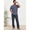 thumbnail image 5 of DARING DIVA Men's Ripped Henley Retro Short Sleeve Button Down T-Shirt S Gray Blue, 5 of 7