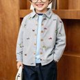 thumbnail image 2 of yboeqw Kids Baby Boys T-Shirts Button Down Tops Chlidren Wear Long Sleeve Jacket(7-8 Years,Grey), 2 of 7
