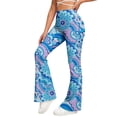 thumbnail image 2 of Abomasnow Women High Waisted Flare Leggings Boho Floral Print Hidden Scrunch Bootcut Bell Bottoms Yoga Pants, 2 of 9