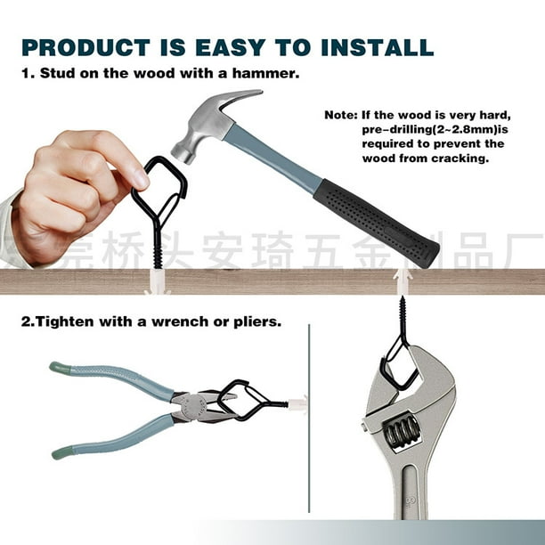 Tornillo De Gancho Galvanizado Con Casquillo De 6 Mm, Paquete De 100