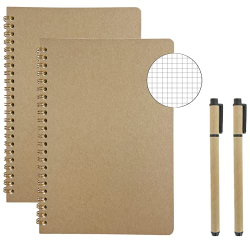 AOU Grid Spiral Notebook,A5 Journal with Graph Paper, 5.7"x8.3