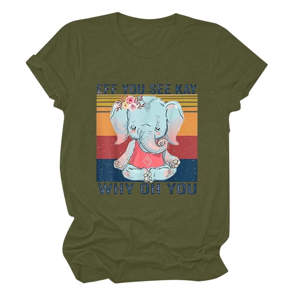 Tops de Mujer Camisas Casuales Blusas Moda Impreso Cuello Redondo Manga Corta Suelto Odeerbi ODB152885