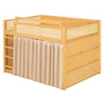 thumbnail image 6 of Full-Over-Full Bunk Bed with Bedside 3-Tier Storage Bookshelf, Teens/Kids Rattan Guardrail Bed Frame with Curtain & Light, 6 of 9