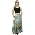 thumbnail image 4 of Bimba Women's Gray Floral Print Cotton Skirt Elastic Waist Maxi Summer Skirts-S, 4 of 5