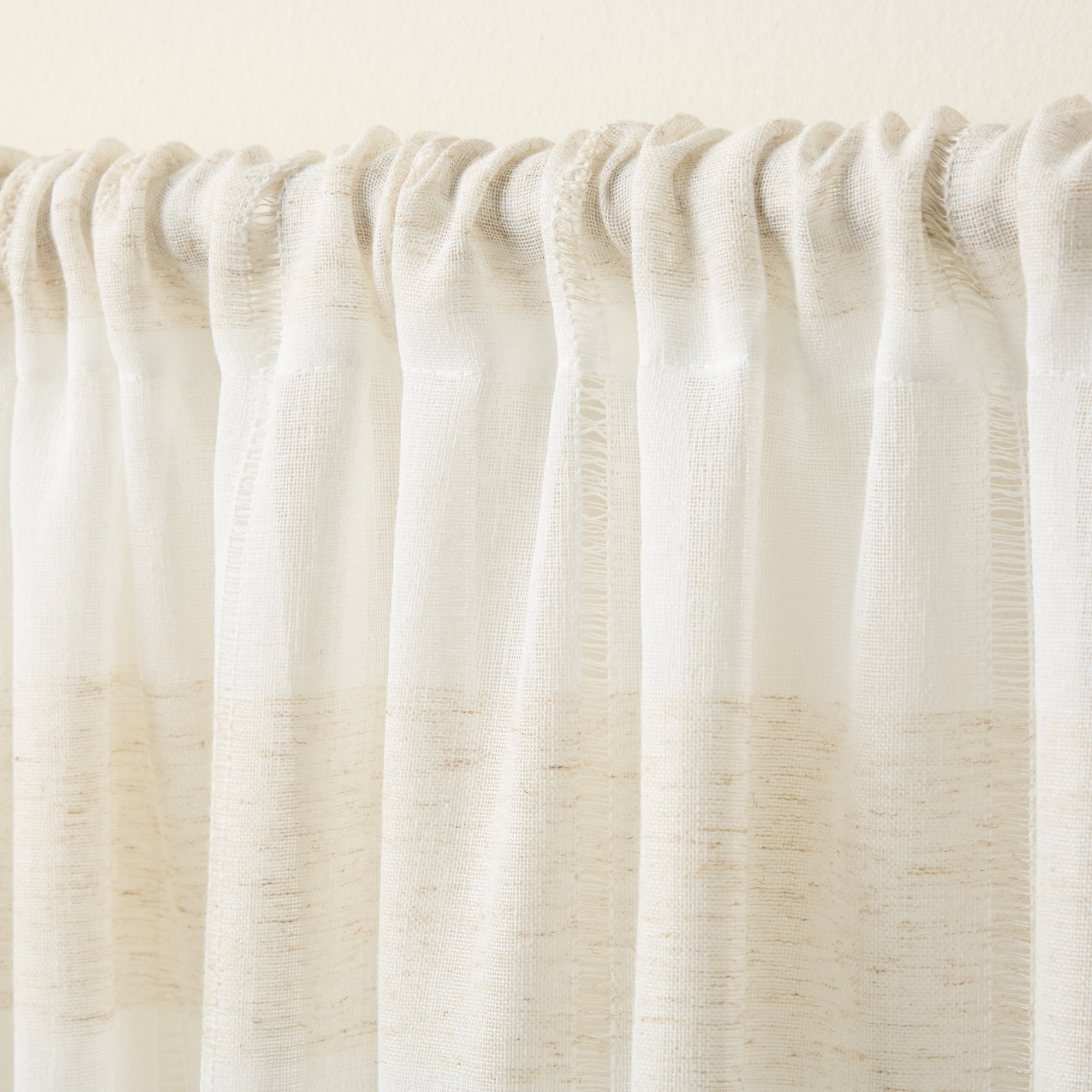 TOWN & COUNTRY BASICS Pax Semi-Sheer Stripe, Light Filtering Indoor Curtains 2-Pack Linen/White, 50"x96"