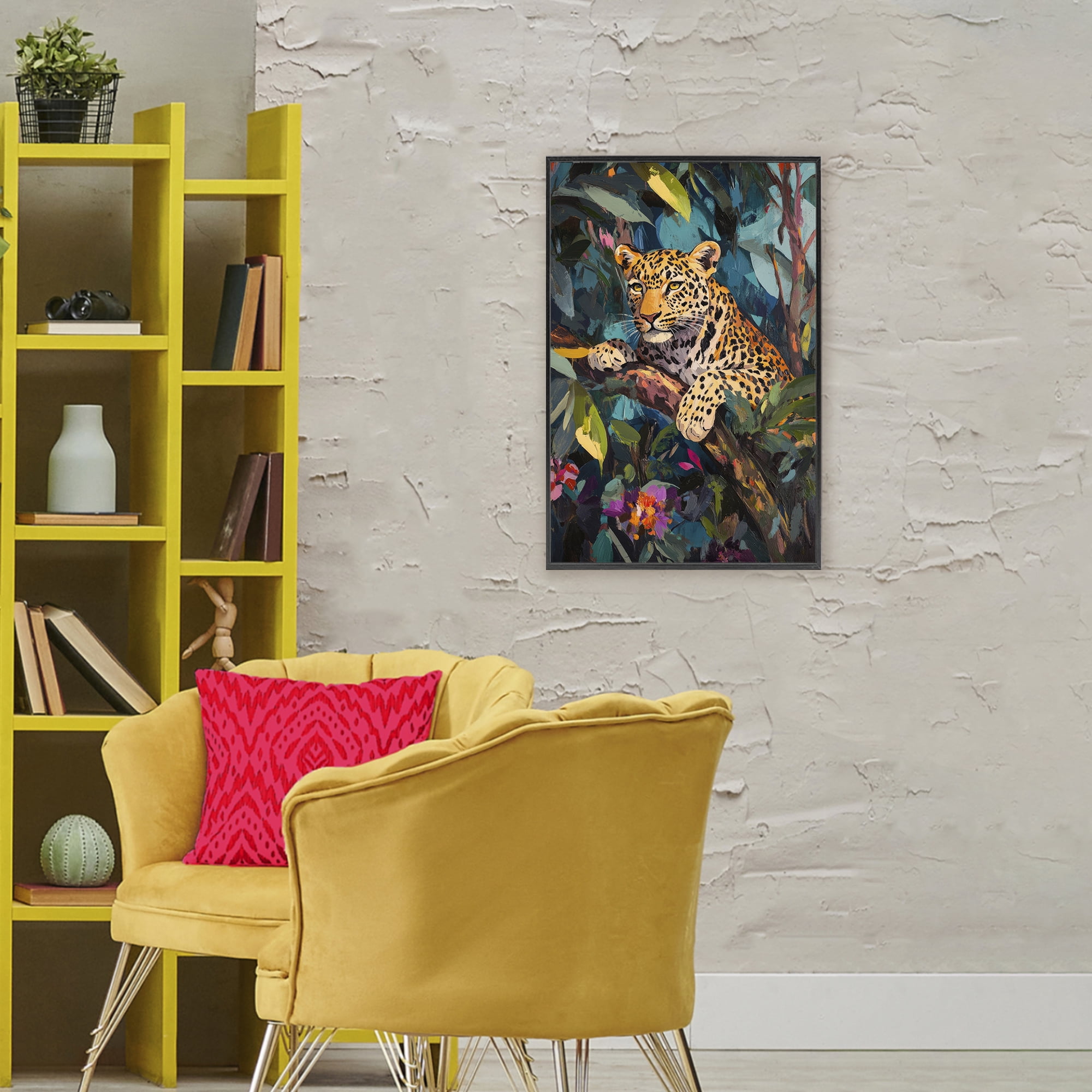 Stupell Industries One The Wild Side Leopard Black Framed Giclee Art, design by Petal Prints Design